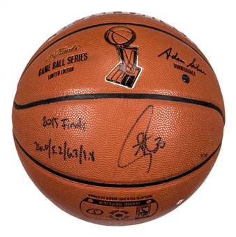 Stephen Curry Signed & Inscribed 2015 Finals Stat Basketball (Steiner)